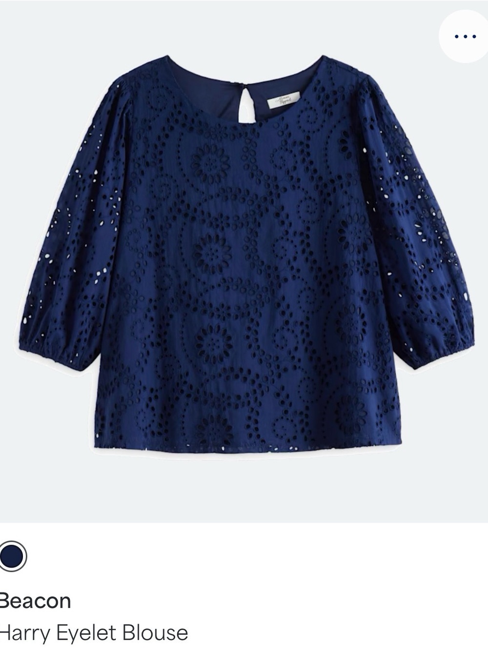 Market & Spruce Harry Eyelet Blouse | Navy Blue 3/4 Sleeve Eyelet Top | 2X
